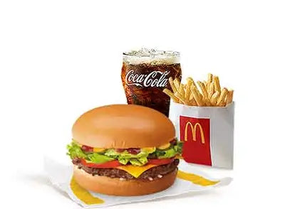 Cheeseburger with Lettuce & Tomatoes with Small Fries and Drink